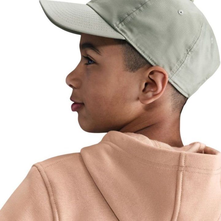 Vaikiškas medvilninis džemperis su gobtuvu Nike Sportswear Club Fleece, smėlio