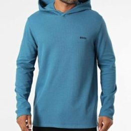 Naktiniai marškinėliai BOSS Waffle Open, mėlyni