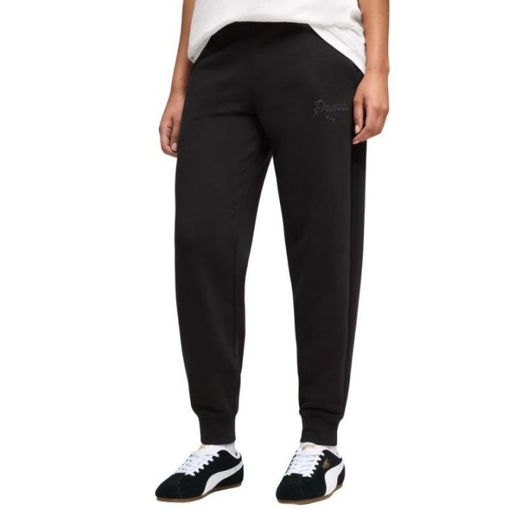 Moteriškos medvilninės kelnės Puma ESS Script Comfort, juodos