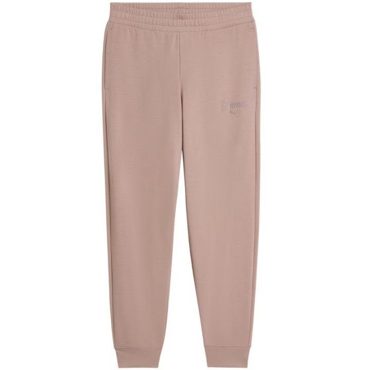 Moteriškos medvilninės kelnės Puma ESS Script Comfort, pudros rožinės