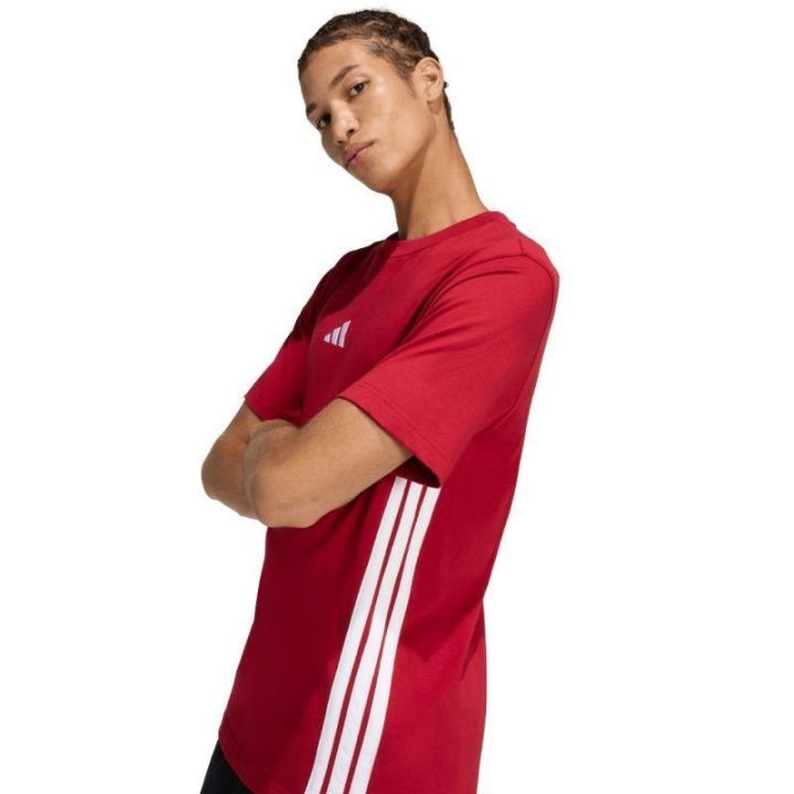 Vyriški medvilniniai marškinėliai adidas 3-Stripes, raudoni