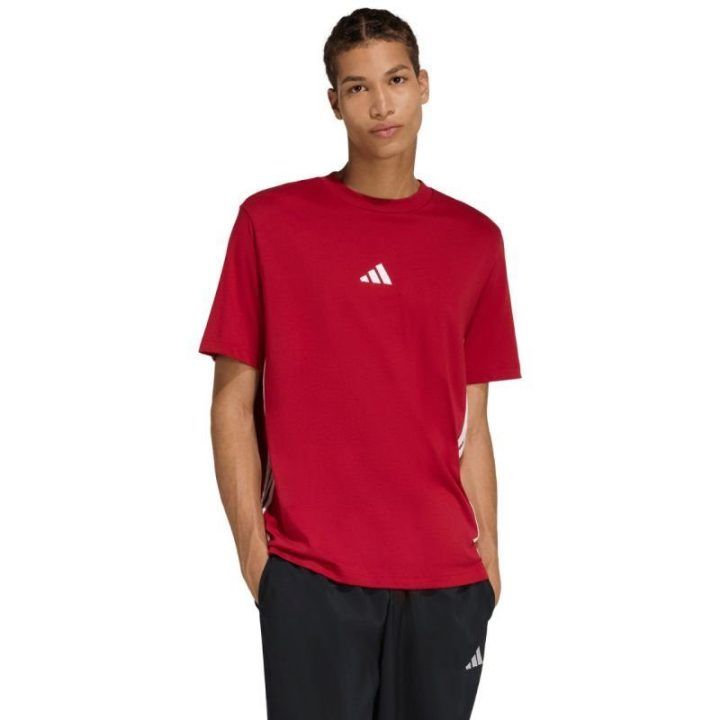 Vyriški medvilniniai marškinėliai adidas 3-Stripes, raudoni