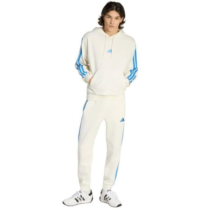 Vyriškas džemperis su gobtuvu adidas Essentials 3-Stripes, kreminis