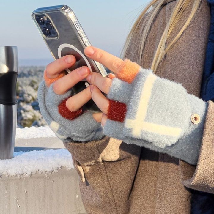 Žieminės pirštinės telefonui moterims ir vaikams, baltos
