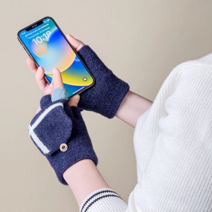 Žieminės pirštinės telefonui moterims ir vaikams, juodos