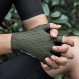 Dviratininko pirštinės Rockbros, žalios, delno plotis 8–9 cm