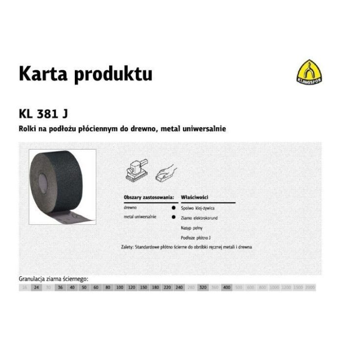 Mašininis šlifavimo audinys KEMOT KL381J, 60/150/50 m