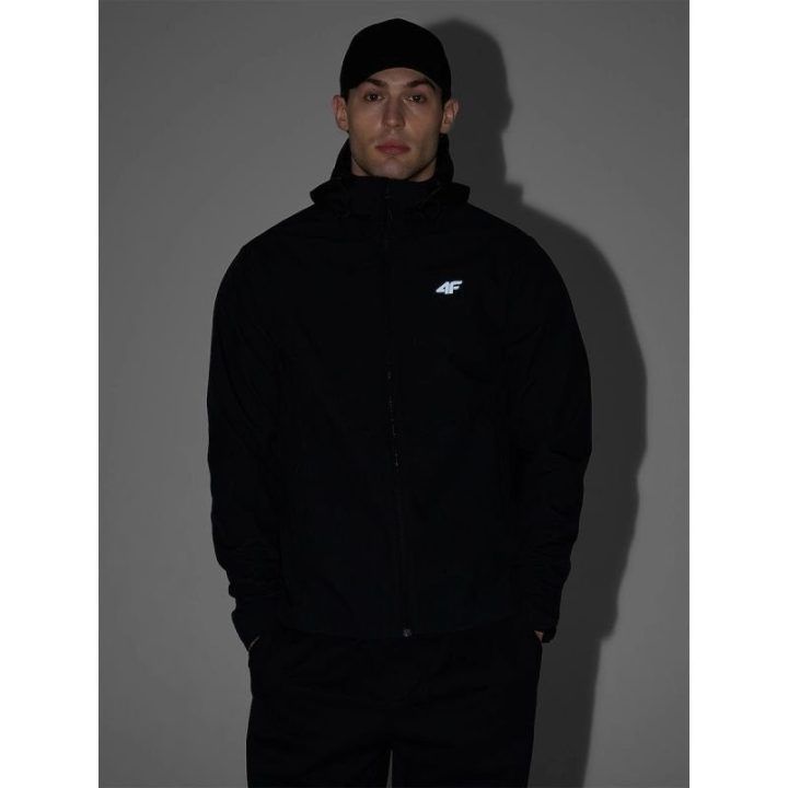 Vyriška vėjui atspari softshell striukė 4F, juoda