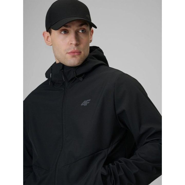 Vyriška vėjui atspari softshell striukė 4F, juoda