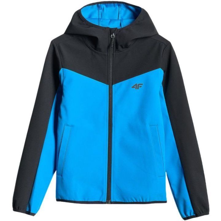 Softshell striukė berniukams su gobtuvu 4F, mėlyna
