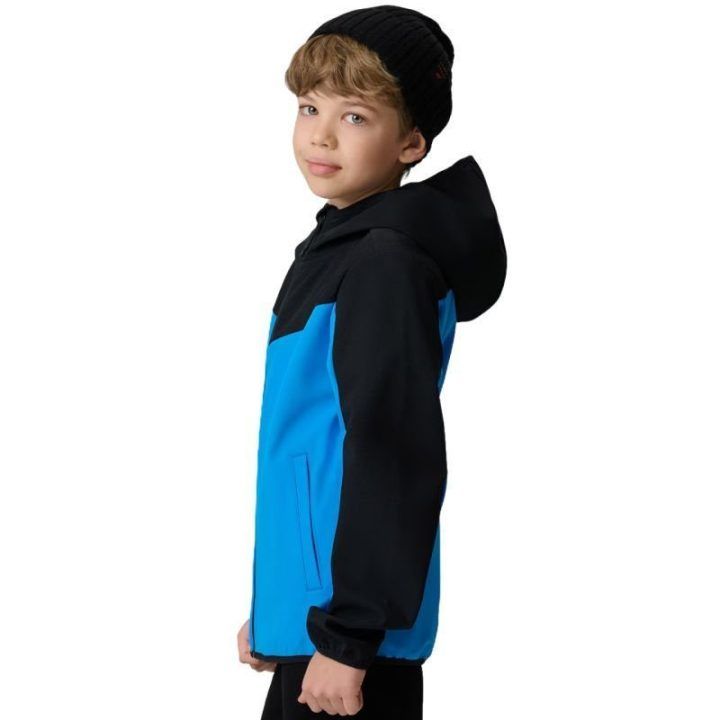 Softshell striukė berniukams su gobtuvu 4F, mėlyna