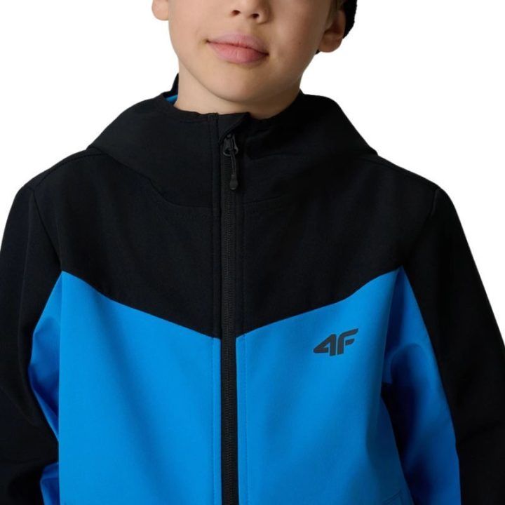 Softshell striukė berniukams su gobtuvu 4F, mėlyna