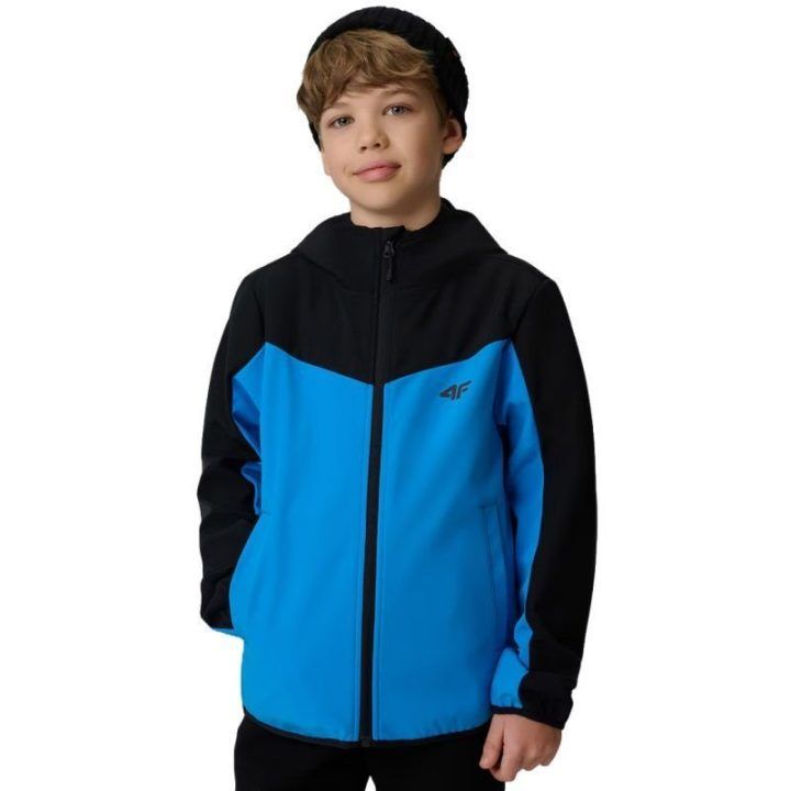 Softshell striukė berniukams su gobtuvu 4F, mėlyna