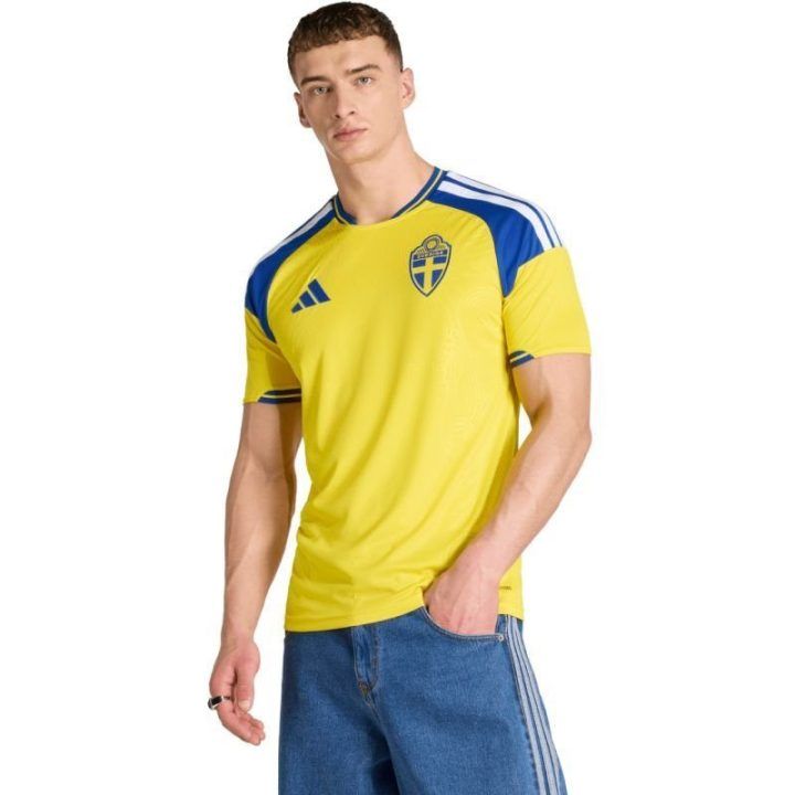 Vyriški futbolo marškinėliai adidas Sweden 26, geltoni ir mėlyni