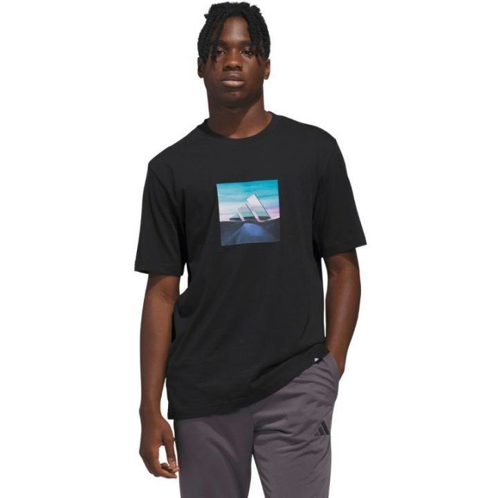 Vyriški medvilniniai marškinėliai adidas Summer Heat Graphic, juodi