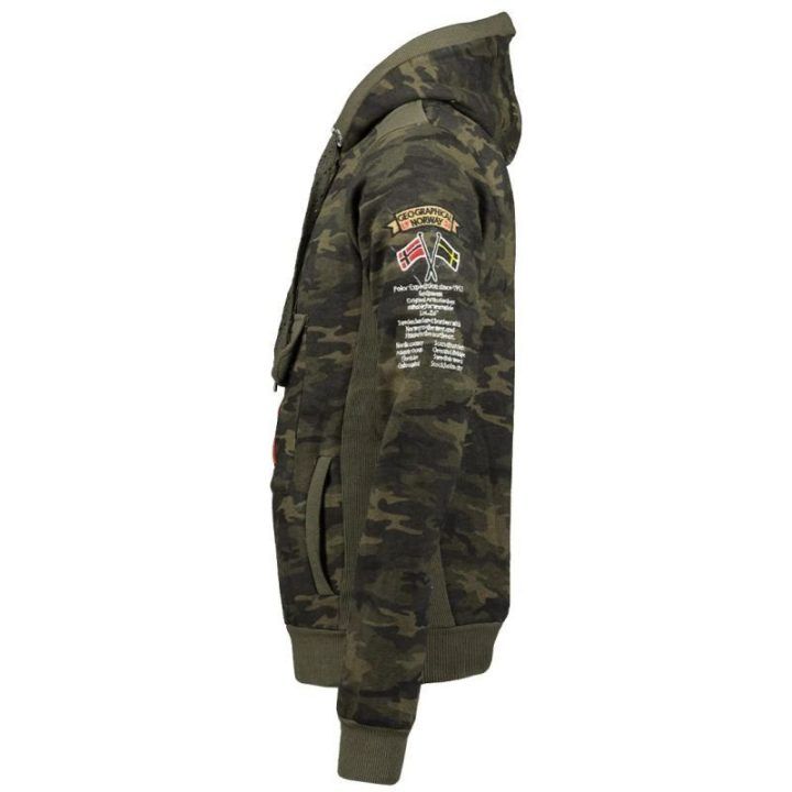 Vyriškas kamufliažinis džemperis su gobtuvu Geographical Norway, chaki