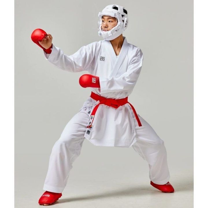Karate šalmas su veido apsauga Mooto Extera 3 Pro, baltas