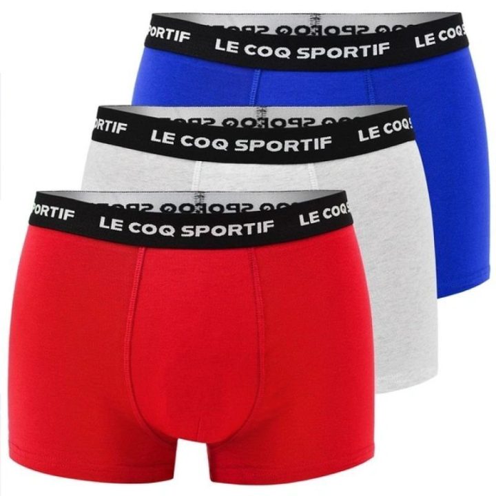 Vyriškų bokserkelnaičių komplektas Le Coq Sportif, 3 vnt., raudonos, pilkos ir tamsiai mėlynos