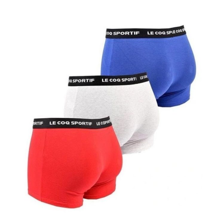 Vyriškų bokserkelnaičių komplektas Le Coq Sportif, 3 vnt., raudonos, pilkos ir tamsiai mėlynos