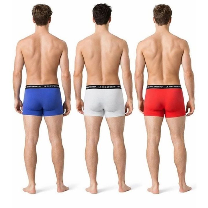 Vyriškų bokserkelnaičių komplektas Le Coq Sportif, 3 vnt., raudonos, pilkos ir tamsiai mėlynos