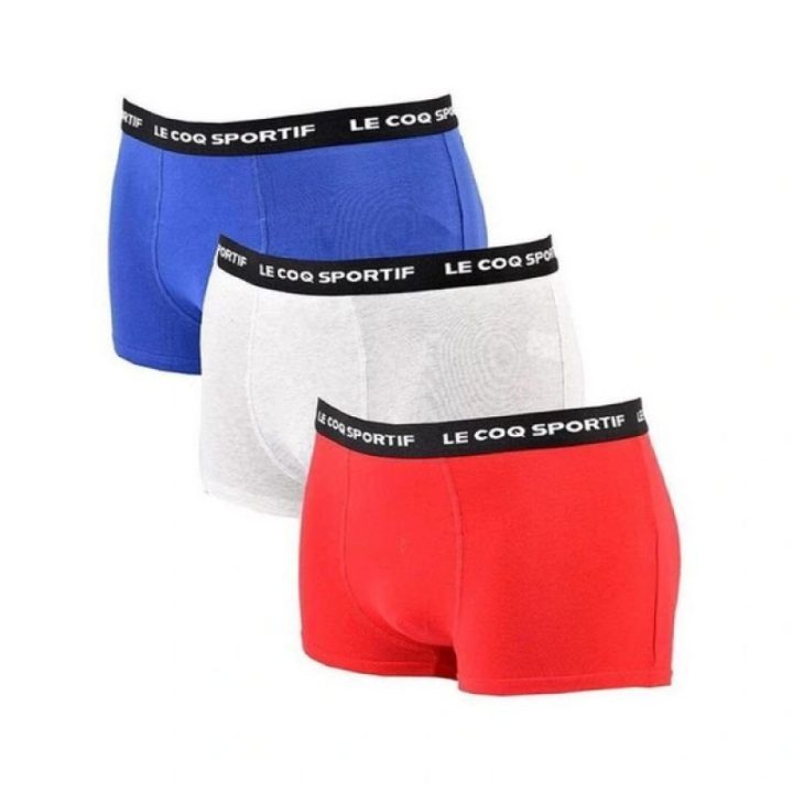 Vyriškų bokserkelnaičių komplektas Le Coq Sportif, 3 vnt., raudonos, pilkos ir tamsiai mėlynos