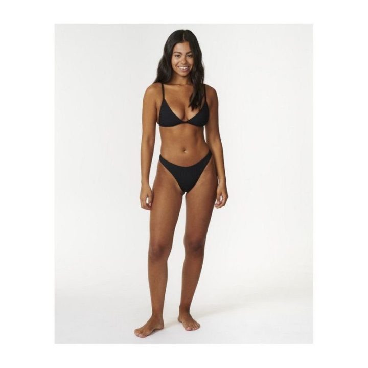 Aukštai iškirptos maudymosi kelnaitės RIP CURL Premium Surf, juodos