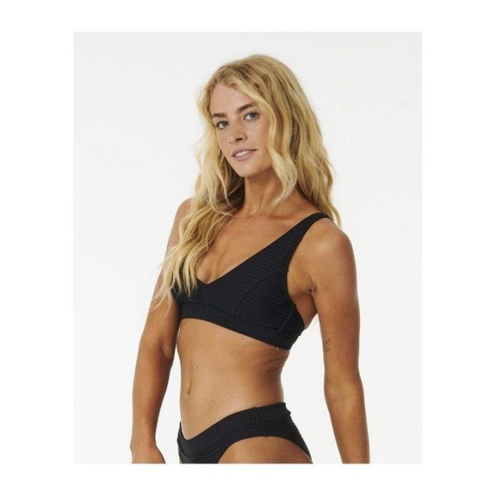 Maudymosi liemenėlė su gilia V iškirpte Rip Curl Premium Surf, juoda