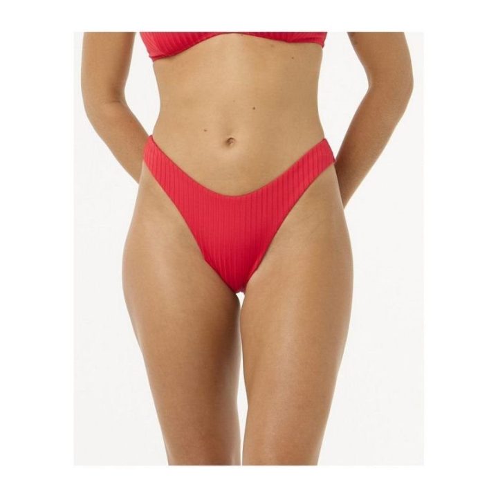 Aukštai iškirptos maudymosi kelnaitės RIP CURL Premium Surf, raudonos