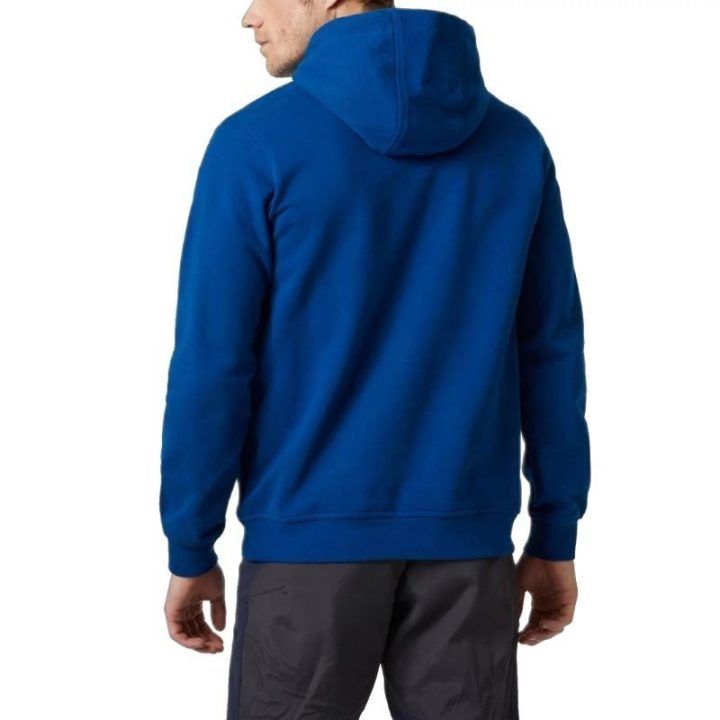 Vyriškas džemperis su gobtuvu Helly Hansen Logo, didele priekine kišene, tamsiai mėlynas