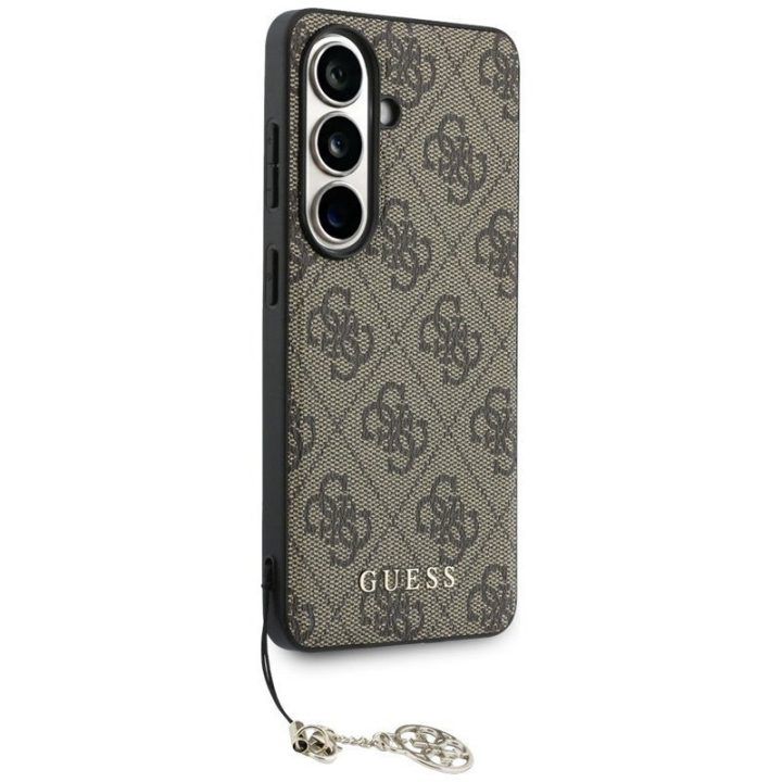 Dėklas Samsung Galaxy S26 Guess 4G Classic Logo Charm MagSafe, rudas