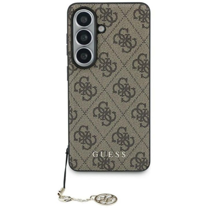 Dėklas Samsung Galaxy S26 Guess 4G Classic Logo Charm MagSafe, rudas