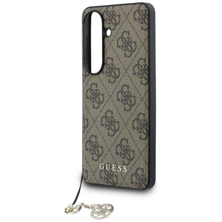 Dėklas Samsung Galaxy S26 Guess 4G Classic Logo Charm MagSafe, rudas