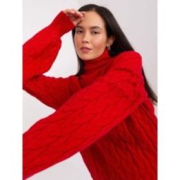 Moteriškas faktūrinis golfas Wool Fashion Italia, raudonas
