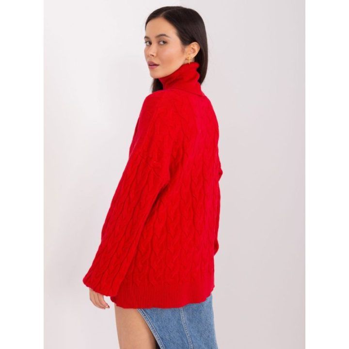 Moteriškas faktūrinis golfas Wool Fashion Italia, raudonas