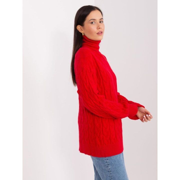 Moteriškas faktūrinis golfas Wool Fashion Italia, raudonas