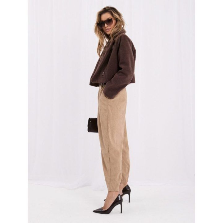 Moteriškos siaurėjančios kelnės Rue Paris, šviesiai rudos
