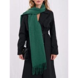 Moteriškas šalikas su kutais Wool Fashion Italia, tamsiai žalias