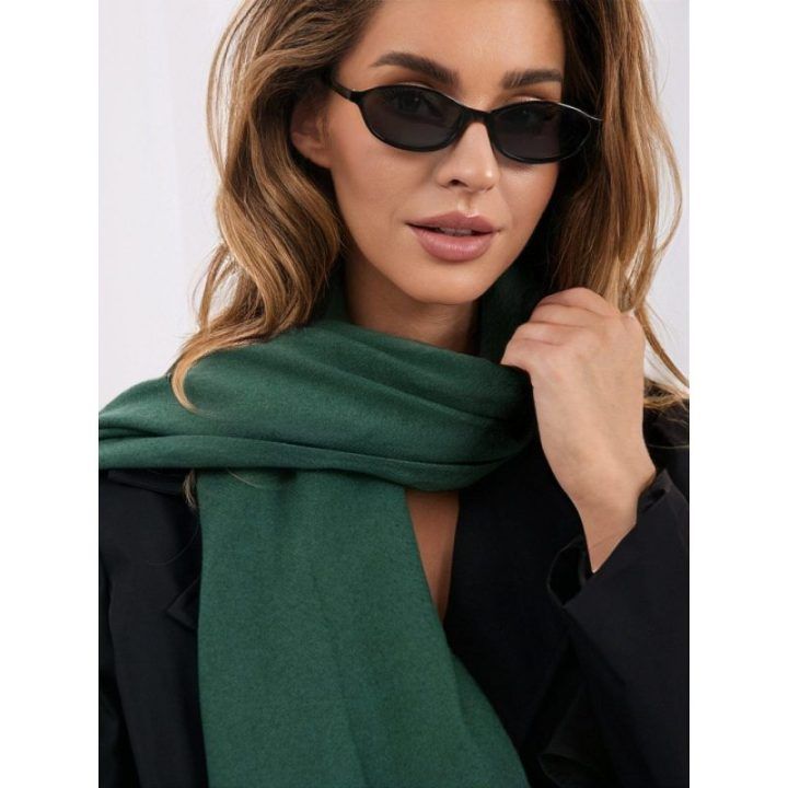 Moteriškas šalikas su kutais Wool Fashion Italia, tamsiai žalias