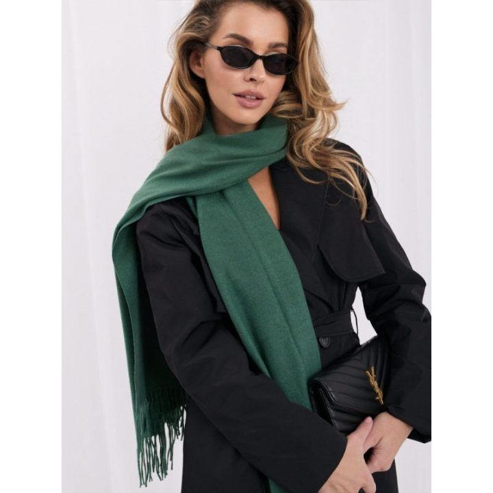 Moteriškas šalikas su kutais Wool Fashion Italia, tamsiai žalias