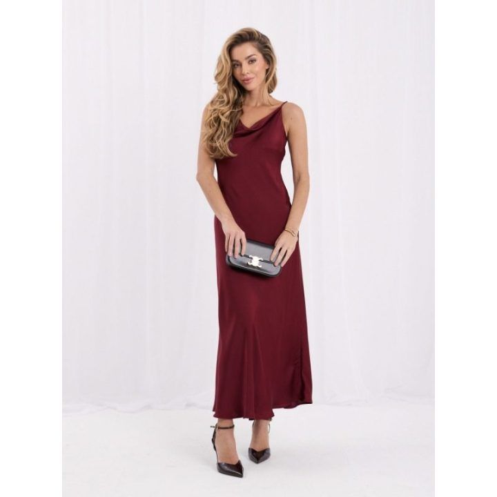 Moteriška platėjanti midi suknelė Italy Moda, bordo