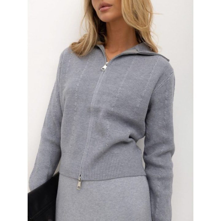 Moteriškas megztinio ir sijono komplektas Italy Moda, pilkas