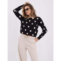 Moteriškas viskozinis megztinis su taškeliais Italy Moda, juodas