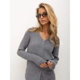 Moteriškas kardigano ir kelnių komplektas Italy Moda, pilkas