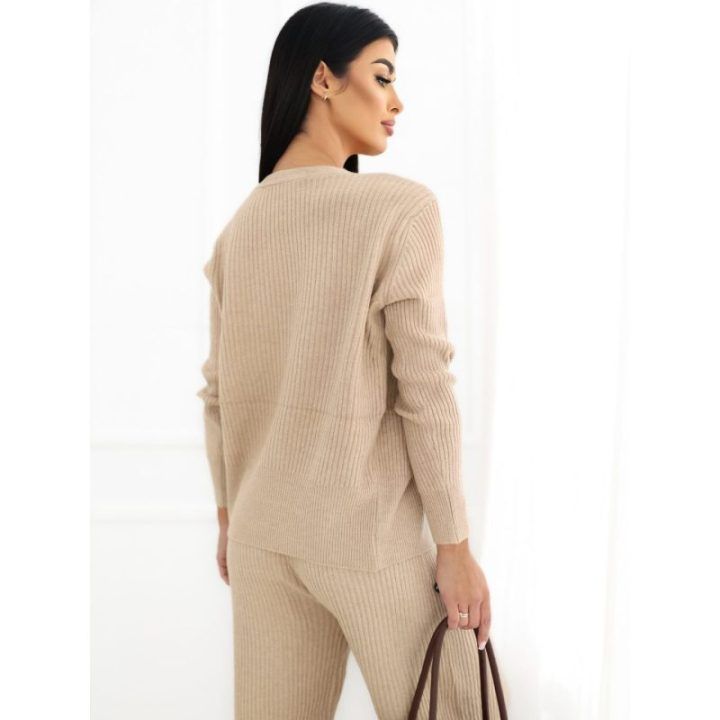 Moteriškas megztinio ir kelnių komplektas Italy Moda, šviesiai rudas