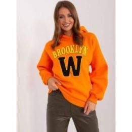 Oranžinis džemperis su gobtuvu ir „Brooklyn“ aplikacija