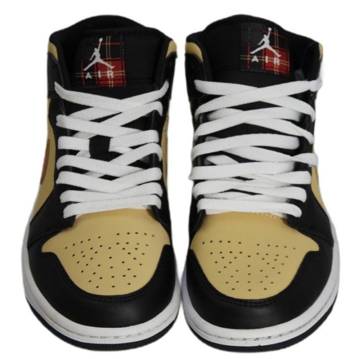 Vyriški sportbačiai Air Jordan 1 Mid Tartan Swoosh, juodi ir rudi
