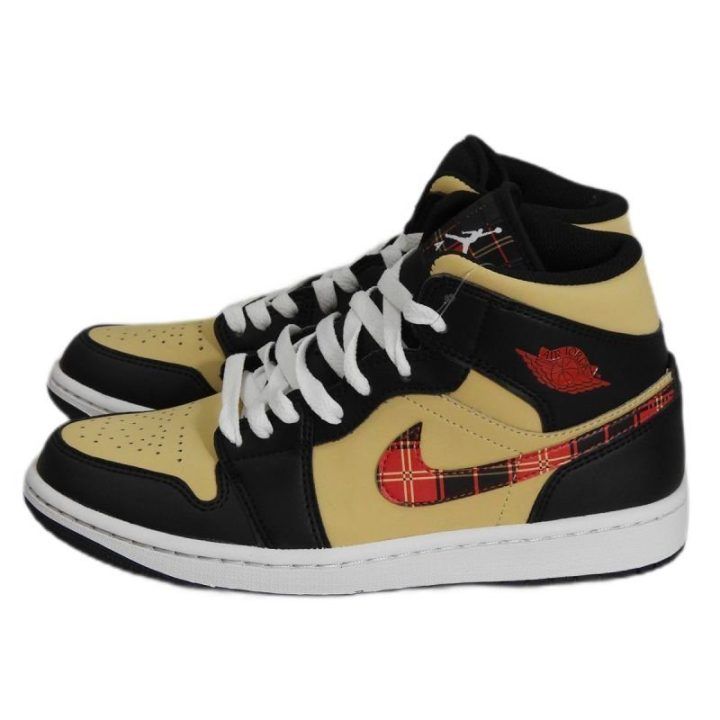 Vyriški sportbačiai Air Jordan 1 Mid Tartan Swoosh, juodi ir rudi