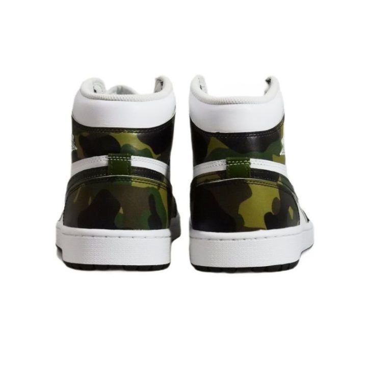 Vyriški sportbačiai Air Jordan 1 High Golf Camo, balti ir žali