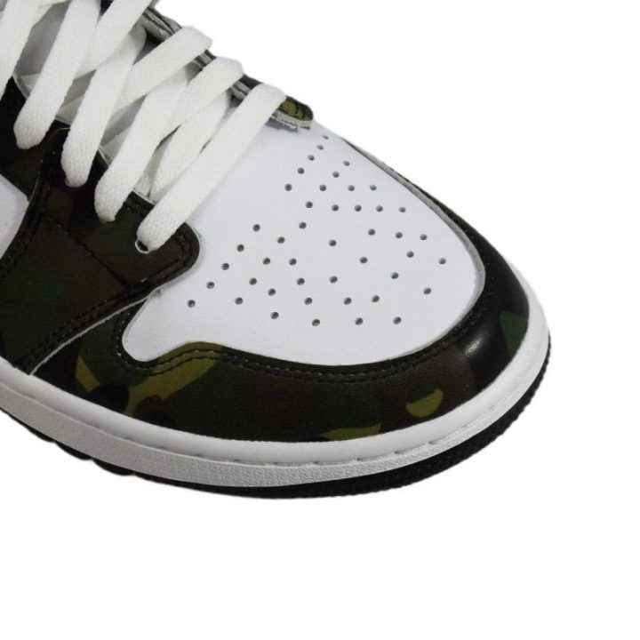 Vyriški sportbačiai Air Jordan 1 High Golf Camo, balti ir žali