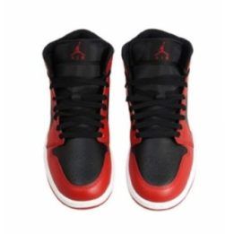 Vyriški sportbačiai aukštu auliuku Air Jordan 1 Mid, juodi, raudoni ir balti